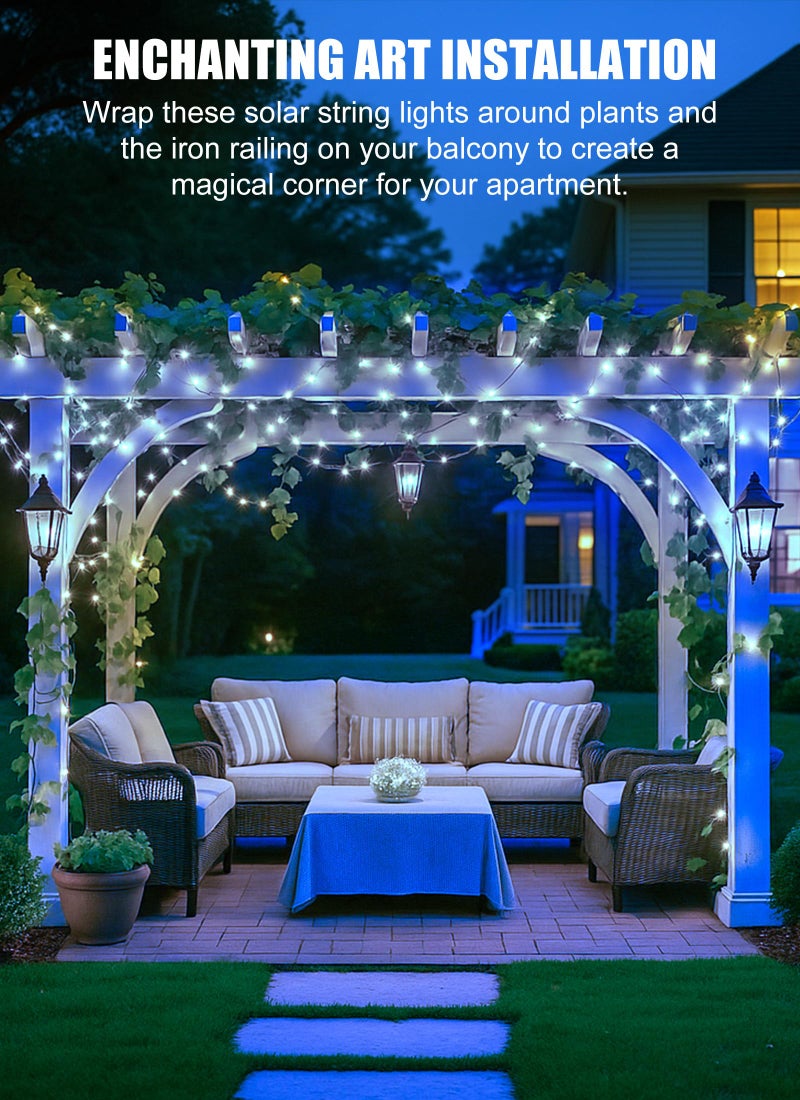 Brightown Outdoor Solar String Lights, 2 Pack 33 Feet 100 Led Solar Powered Fairy Lights with 8 Modes Waterproof Decoration Copper Wire Light for Patio Yard Trees Christmas Wedding Party (Pure White) - Image 2